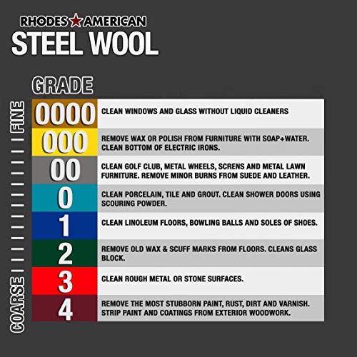 Homax 10120000 Steel Wool, 12 pad, Grade #0000, Rhodes American, Final Finish & Howard RF8 Products Restor-A-Finish, 8 oz, Walnut, 8 Fluid Ounces - color: Steel, size: 12 Pad, style: 0000- Super Fine Grade