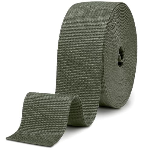 CooBigo 12 Yards Webbing 3/4" & 1" & 1.5" & 2" Polypropylene Webbing Strap 3/4 Inch 1 Inch 1.5 Inch 2 Inch Wide Webbing Strapping for Bags/Lawn Chair/Pool Solar Cover DIY Crafting - color: MilitaryGreen, size: 2"- 12 Yards