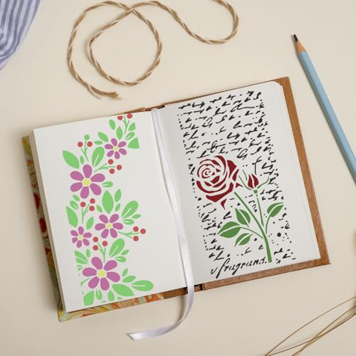 Stencils for Crafts Reusable Texture Stencils 8"x4" - style: Floral
