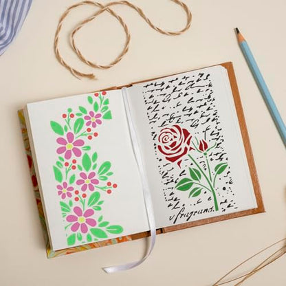 Stencils for Crafts Reusable Texture Stencils 8"x4" - style: Floral