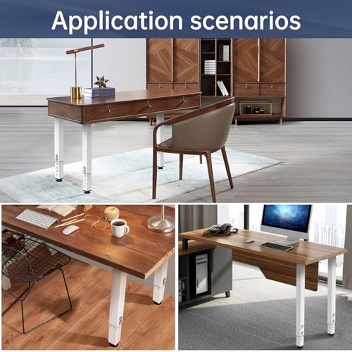 4PCS Adjustable Square Table Leg (14-24inch), Metal Desk Legs - color: 4pcs(14"-24")-white