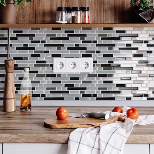 STICKGOO Thicker Peel and Stick Backsplash Tile for Kitchen and Bathroom - color: Silver, Black