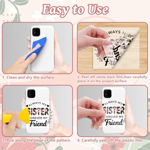 Peacoblue Sister Quotes Rub On Transfers for Craft, Transfer Sticker - style: Best Sisters with Flowers