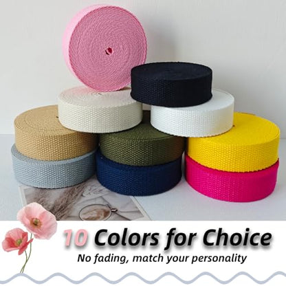 Cotton Webbing 1 Inch 5 Yards for Bag Strap Sewing Crafts, Black - color: Black