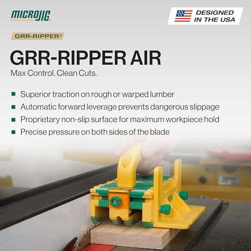 MICROJIG GRR-RIPPER Air Table Saw Push Block, Woodworking Safety Tool, Enhanced Grip, Router and Jointer Compatible - style: Air