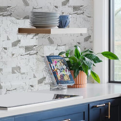 STICKGOO 10-Sheet Subway Tile Peel and Stick Backsplash, Seamless Design Glossy Carrara White Kitchen Backsplash Wall Tiles, Waterproof Stick on Tile for Bathroom, RV, Fireplace - color: Glossy Carrara White