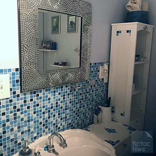 Tic Tac Tiles Peel & Stick Wall Tile, Small Square Maple & Sea, 10 Sheets