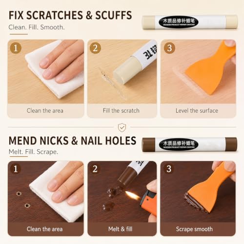 3 Colors Wood Filler Sticks, Tea Gray Series, with Scraper - color: Tea Gray Series
