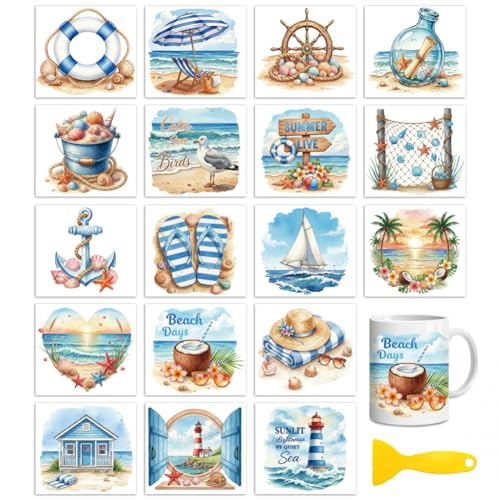 Peacoblue Summer Elements Rub On Transfers for Craft, Transfer Sticker - style: Summer Elements