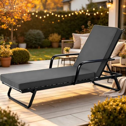 Chaise Lounge Cushions Outdoor, 72"x21"x3", Dark Grey - color: Dark Grey