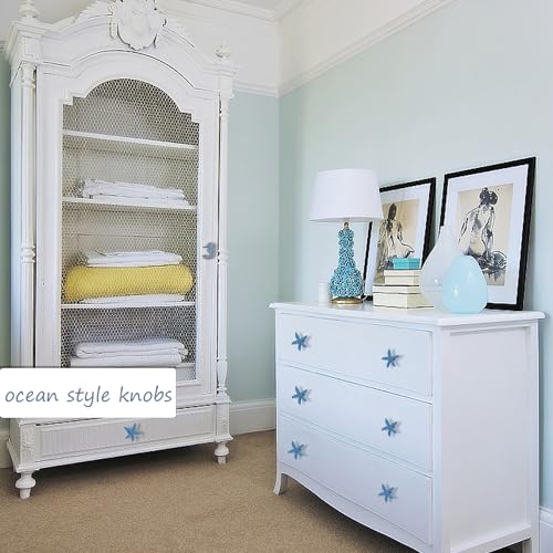 4 Pcs Coastal Cabinet Knobs Ocean Nautical Drawer Pulls (Blue) - color: Blue