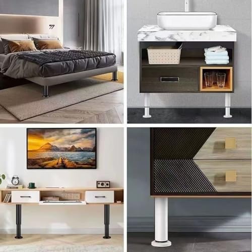 4Pcs White Adjustable 9.64-16.6 Inch Metal Furniture Legs for Cabinet Sofa - color: White, size: 9.64"-16.6"-Set of 4