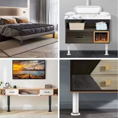 4Pcs White Adjustable 9.64-16.6 Inch Metal Furniture Legs for Cabinet Sofa - color: White, size: 9.64"-16.6"-Set of 4