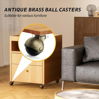 Furniture Wheels 4 Pack, 1.5 Inch Ball Caster Wheels, Brass Casters Set of 4, Plate Swivel Small Castors for Furniture, Kitchen, Cabinet, Table, Max Load Capacity 200 LBS(with Screws) - style: 1.5 Inch