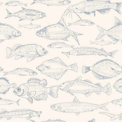 Peel and Stick Wallpaper, Light Blue Line Art Fish Pattern, 236in x 17.7in, Waterproof Vinyl, Removable Reusable, Eco-Friendly, for Bedroom Living Room Rental Apartment - color: Green03, size: 17.7" x 236.2"