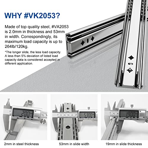 VADANIA #K53 20" Soft Close Heavy Duty Drawer Slides - color: #K53 - Soft Close, size: 20 Inch