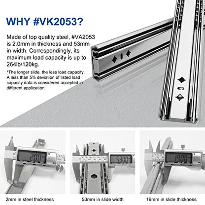 VADANIA #K53 12" Soft Close Heavy Duty Drawer Slides - color: #K53 - Soft Close, size: 12 Inch