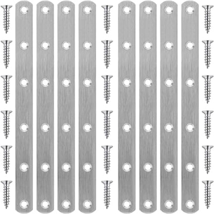 8 Pack Flat Straight Brace Brackets, 8 Inch Stainless Steel Mending Plates Repair Fixing Brackets Heavy Duty Straight Repair Joining Plates for Wood with Screws - size: 8 PCS-8 inch