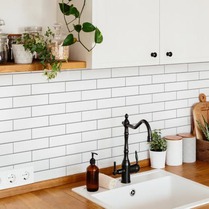 10 Sheets Thick Peel and Stick Backsplash, Self Adhesive Wall Tiles, Stick on Backsplash for Kitchen and Bathroom, 12"x9.8", White - color: Whtie
