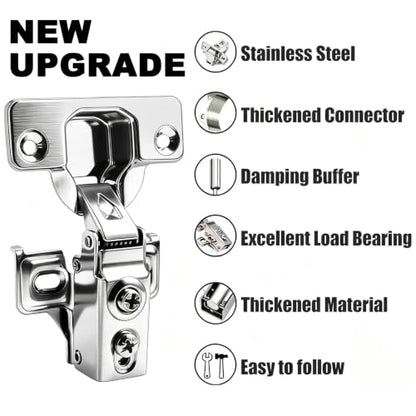 BESTEEL 24 Pack 1/2 inch Overlay Soft Close Cabinet Door Hinges for Kitchen Cabinet Hinges, 100 Degree Opening Angel, Stainless Concealed Kitchen Cabinets Hinge Self Closing with Drilling Tool &Manual - size: 24 PCS