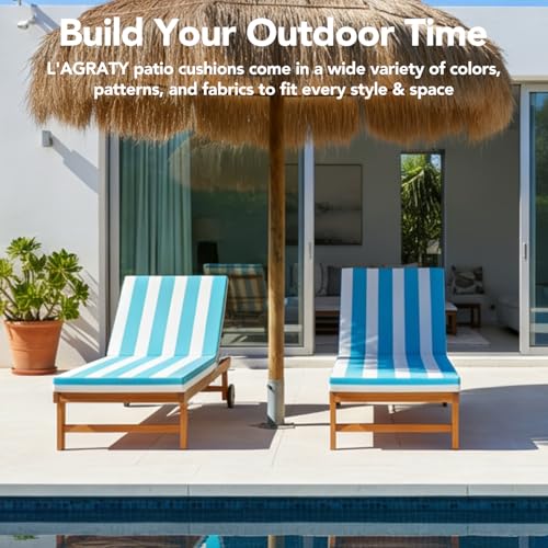 L'AGRATY Chaise Lounge Chair Waterproof Cushion Set of 2 Outdoor for Pool - color: Blue White