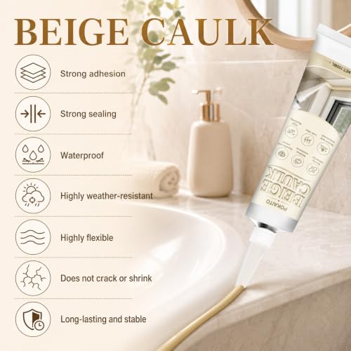 100ML Beige Caulk, Strong Adhesion Waterproof Shrink Crack Proof