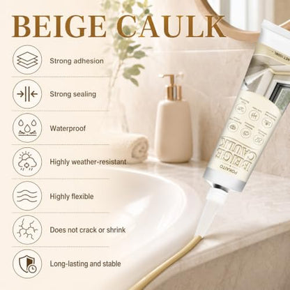 100ML Beige Caulk, Strong Adhesion Waterproof Shrink Crack Proof