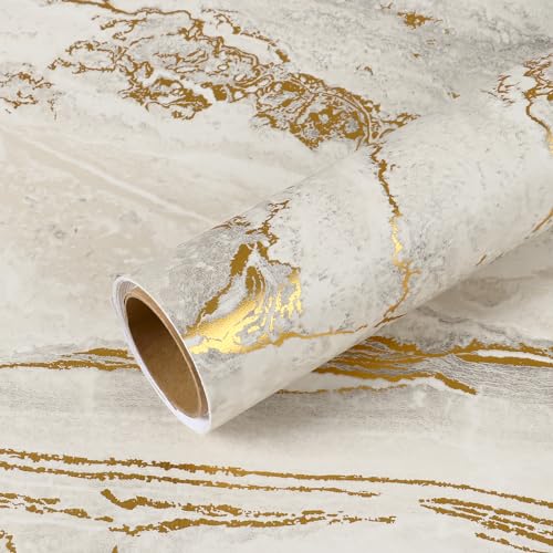 VEELIKE 118''x32'' Wide Matte Gold Beige Marble Contact Paper for Countertops Waterproof Marble Wallpaper Peel and Stick Countertops for Kitchen Bathroom Removable Self Adhesive Countertop Covering - size: 32" x 118"