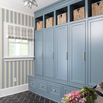 Blue and White Cream Striped Wallpaper Peel and Stick Self-Adhesive Removable Waterproof Wallpaper for Bedroom Kitchen Bathroom (Blue, 17.32"x 236.22") - color: Blue, size: 17.32"x 236.22"