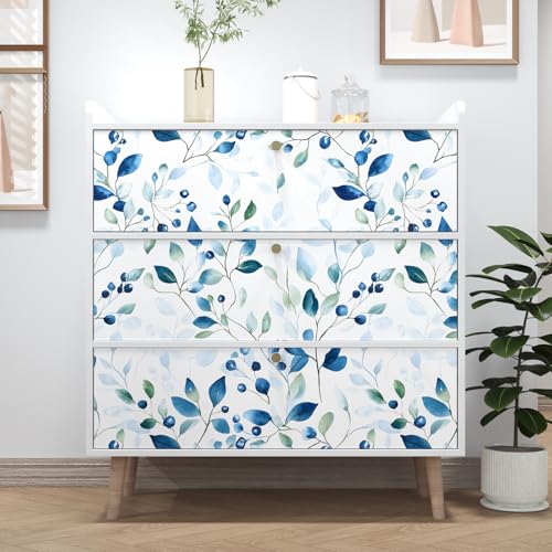 BOKEBEVE Boho Leaf Wallpaper Peel and Sticck Blue Green 17.5 x 118In - color: Blue/Green, size: 17.5" x 118"