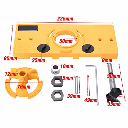 35mm Hinge Drilling Jig + 35mm Forstner Bit Woodworking Tool Drill Bits for Cabinet Door Installation