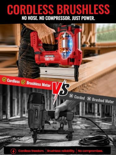 2-in-1 Brad Nailer Staple Gun Compatible with Milwauke* Battery, Tool only - color: Red