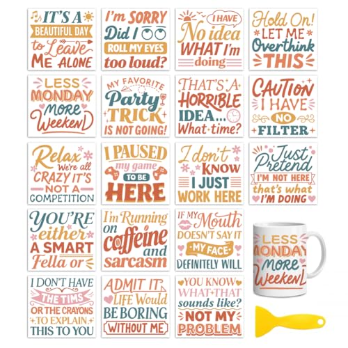 Peacoblue Funny Words Rub On Transfers for Craft, Transfer Sticker - style: Funny Words