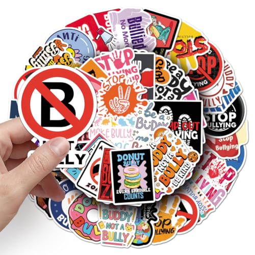 Anti Bullying Stickers |50Pcs Stop Bullying Theme Waterproof Vinyl Decals - color: Anti Bullying