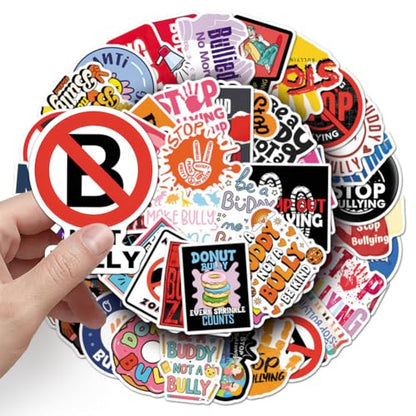 Anti Bullying Stickers |50Pcs Stop Bullying Theme Waterproof Vinyl Decals - color: Anti Bullying