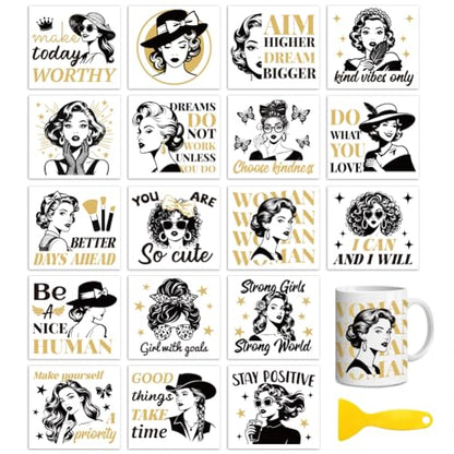 Peacoblue Black Gold Women Rub On Transfers for Craft, Transfer Sticker - style: Black Gold Women