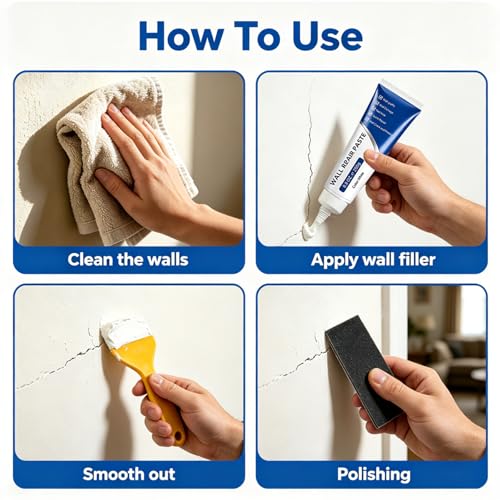 2Pcs Efficient Drywall Repair Kit with Scraper, Muliti-Functional Drawall Patch Paste Repair Kit, Mending Agent White Spackle, Wall Repair Paste, Tile Gap Fille for Holes & Cracks Nail Holes
