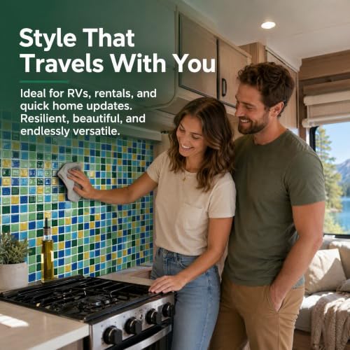 3D Mosaic Peel and Stick DIY Wall Backsplash Tiles (24, Multicolor) - color: Multicolor