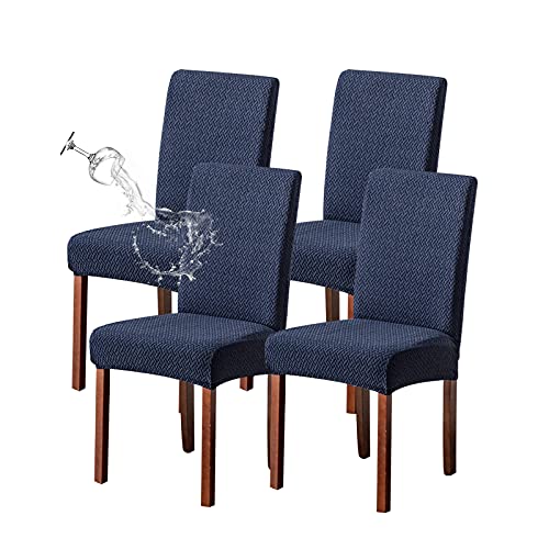 Genina Waterproof Chair Covers for Dining Room Chair Slipcovers Set of 4 - color: Navy Blue, size: 14-18in Waterproof