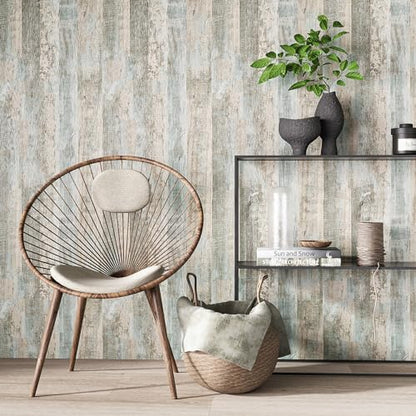 VEELIKE Large Size Light Blue Weathered Wood Plank Wallpaper Peel and Stick Rustic Wood Contact Paper for Countertops Walls Floors 32''x118'' Waterproof Removable Wood Wallpaper Vinyl for Furniture - size: 32" x 118"