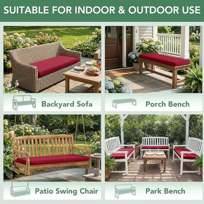 Summsun Outdoor Bench Cushion Pad, 42 x 18 x 3 Inch, Burgundy - color: Red, size: 42x18x3 Inch