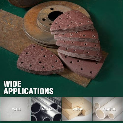 S SATC 60 PCS Mouse Sander Sandpaper 11 Holes Detail Sander Sandpaper Palm Sander Paper Hook and Loop Sander Pads Triangular Sanding Sheets Assorted 40/60/80/120/180/240 Grit - style: 60PCS 11 Hole 40/60/80/120/180/240 Grit