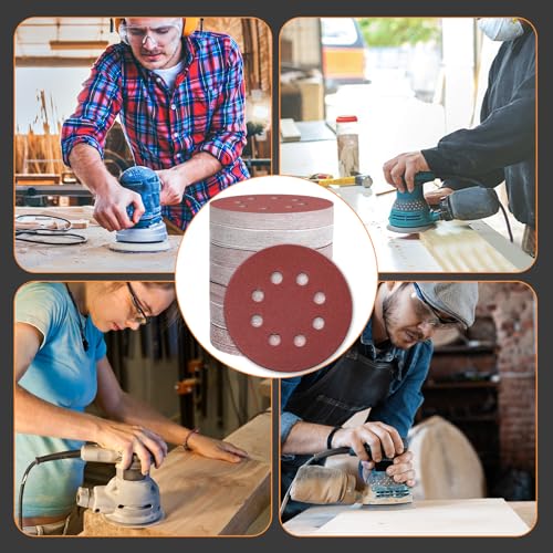160Pcs 5-Inch 8-Hole Hook & Loop 40-600 Assorted Grit Sanding Discs