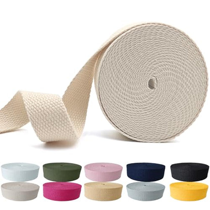 Cotton Webbing 1 Inch 5 Yards for Bag Strap Sewing Crafts, Ivory - color: Ivory