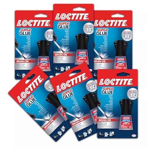 Loctite Super Glue Brush On Bottle, Clear, 0.18 fl oz Bottle, 6 Pack - Superglue for Plastic, Wood, Metal, Crafts & Repair, Cyanoacrylate Adhesive Instant Glue, Quick Dry - size: 6 Pack