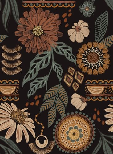 Boho Peel and stick Wallpaper Removable Sun Flroal Vintage Contact Paper - size: 17.4" x 197"