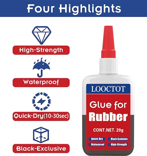 Black Rubber Glue,Super Instant Glue for Rubbers,Tire,Tube,Edge,etc 20g - style: Rubber Glue
