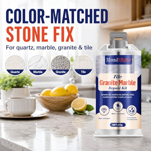 Quartz Countertop Repair Kit Color Match, Granite Marble Tile and Porcelain Repair Kit for Chips, Cracks, Scratches and Holes, Ceramic Tile Repair Kit for Sink, Bathtub, Shower and Stone Surfaces