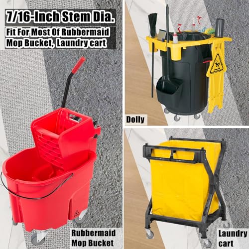 RILIDRI 3-Inch Swivel Stem Caster, 7/16-Inch Stem Diameter Rubber Wheel, Heavy Duty TPR Replacement Wheels for Rubbermaid Mop Bucket Cart Grill Casters - 4 Pack (2 Brakes 2 Swivel) - size: 3 Inch-175LB(2 Dual Brakes)