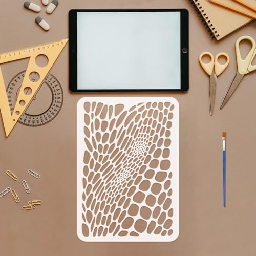 FINGERINSPIRE Snake Skin Texture Stencil with 1Pc Brush 8.3x11.7inch Reptile Print Painting Stencil Snake Skin Template Floral Theme Template for Painting on Wood Wall Furniture DIY Home Decoration - style: Snake Skin